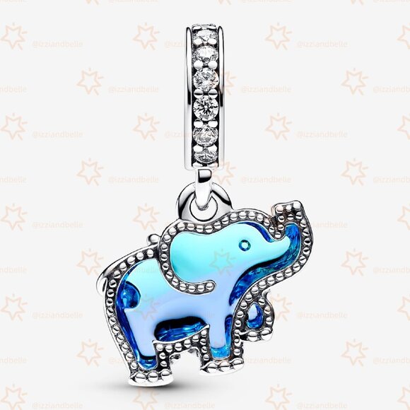 Pandora Blue Murano Glass Elephant Dangle Charm - Picture 2 of 4